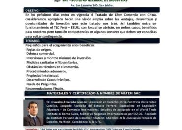 Seminario «Procedimientos Aduaneros y los Tratados de Libre Comercio con China y EE.UU.»