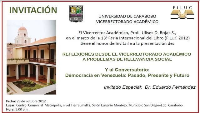 Hoy en FILUC Conversatorio con el Dr. Eduardo Fernández