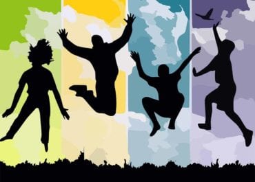 desarrollo y crecimiento personal siluetas colores