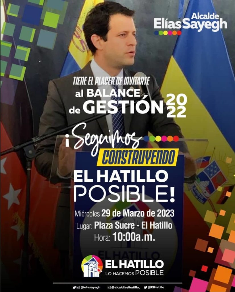 La Alcaldía de El Hatillo y el alcalde Elías Sayegh invitan a rueda de prensa.